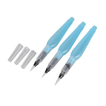 3PCS Water Brush Pen, 155mm/6.10Inch Replaceable Refill Watercolor Brush Pens, Water Brushes for Mixing Colors in Watercolor Painting