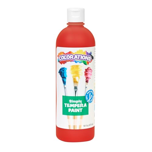 Colorations Paraben-Free Washable Tempera Paint for Kids - Red, 16 Ounce Bottle, Non-Toxic and Made in The USA - color: Red