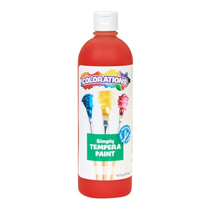 Colorations Paraben-Free Washable Tempera Paint for Kids - Red, 16 Ounce Bottle, Non-Toxic and Made in The USA - color: Red
