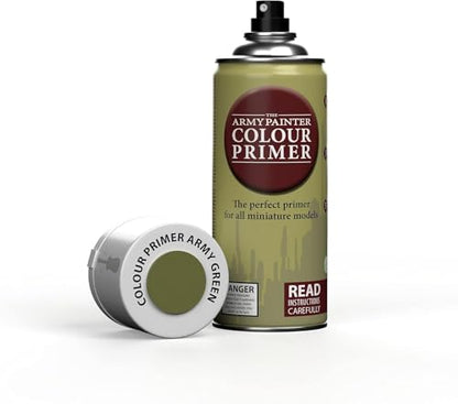 The Army Painter, Base Primer Army Green, 400 mL Acrylic Spray Primer, Spray Paint Basecoat for Miniature Priming, Tabletop Roleplaying, Boardgames, and Wargames Miniature Modellin - color: Army Green