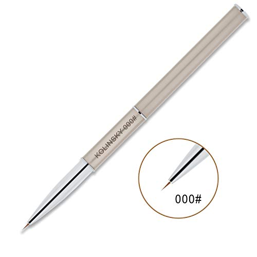 Beaute Galleria 1 Piece Kolinsky Sable Nail Art Liner Striping Brush, for Thin Fine Line Drawing, Detail Painting, Striping, Blending, One Stroke, Acrylic Nail Art Brush (Size: 000#) - size: Liner (5mm)