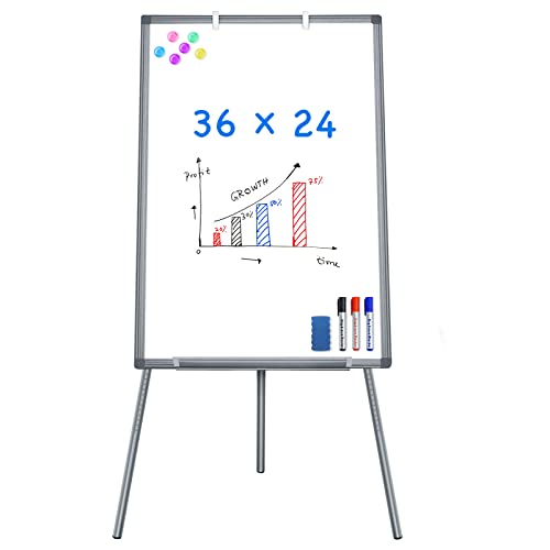 Easel Whiteboard - Magnetic Portable Dry Erase 36 x 24 Tripod Height Adjustable, 3' x 2' Flipchart Easel Stand White Board for Office (36x24 Gray) - style: 36x24 Gray