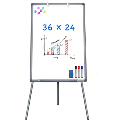 Easel Whiteboard - Magnetic Portable Dry Erase 36 x 24 Tripod Height Adjustable, 3' x 2' Flipchart Easel Stand White Board for Office (36x24 Gray) - style: 36x24 Gray