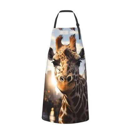Prancing Brown Horse Heavy Duty Waterproof Apron with Pockets for AdultsResistant Grilling, Gardening, Painting - color: New York Giraffe Street