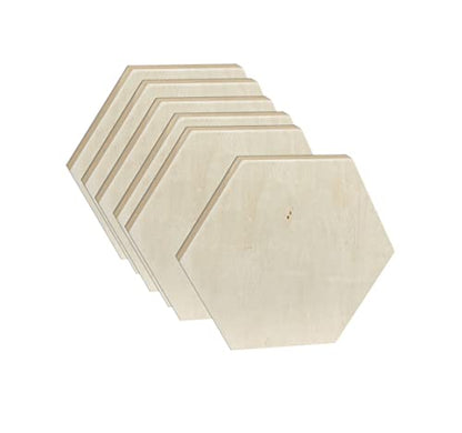 Unfinished Wooden Panels for Painting, Blank Wood Hexagon Framed Boards for Crafting Art Pouring (10x11.6 in, 6 Pack)