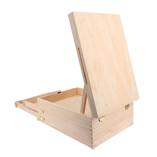 Pochade Box Wooden Easel Box Adjustable Tilt for 24 Inch Canvas Sketching Portable Tabletop Easel with Storage for Painting