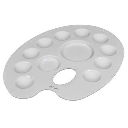 ZAHEPA Oval Paint Tray, Plastic Palette Paint Tray, Painting Palette with 12 Comparments & Thumb Hole, Art Supplies for DIY Crafts, Oil Paint, Watercolor, Acrylic - Ideal for School & Professional - style: Oval - 12 Compartments