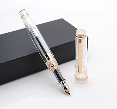 JINHAO 82 Fountain Pen with Gold Clip (F Nib 0.5mm, Transparent) - color: Transparent