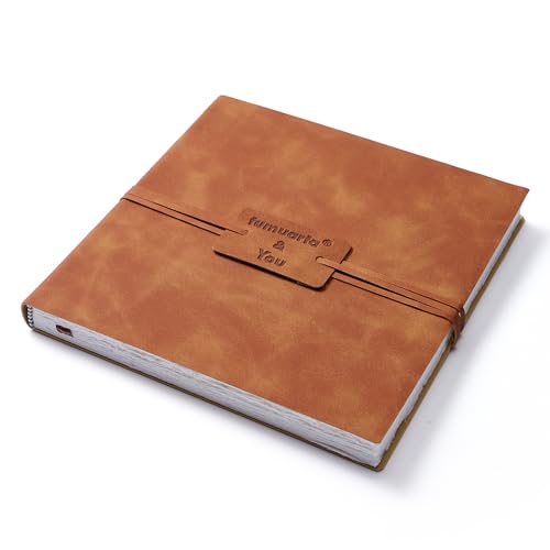 tumuarta Deckle Edge Watercolor Paper Sketchbook, 100% Cotton Vintage Leather Journal, 140 Lb, 300 GSM, 24 Sheets Handmade Diary for Mixed Media Techniques. (Brown, 6"x6") - color: brown, size: 6"x6"