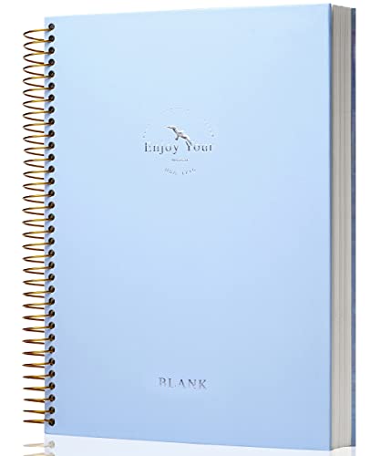 FLYING EAGLE Blank Paper Spiral notebook Journal 8.5 x 11 Blank Large Spiral Notebook 210 Pages Hardcover Spiral Notebook Sketchbook Sketch Book for drawing for Men Women,Blue - color: Blue, size: blank page