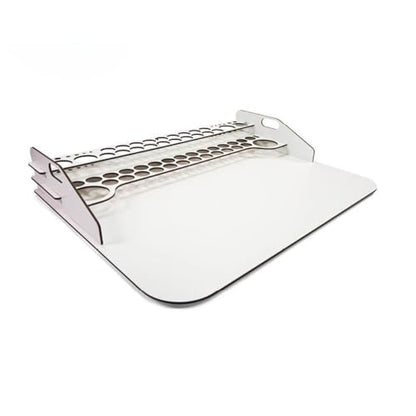 Vallejo - Work Station 50 x 37 cm with Paint Organizer Rack, Holds up to 45 Bottles of 18 ml (0.6 fl.oz.), 4 of 35 ml (1.18 fl.oz.) or 60 ml (2.02 fl.oz.), 2 of 200 ml. (6.76 fl.oz.) and 10 Brushes - style: Paint Display and Work Station 50 x 37 cm (19.67