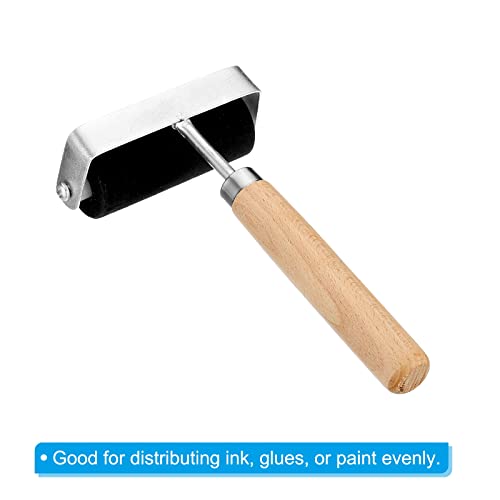 PATIKIL 3.5 Inch Rubber Roller Brayer, Anti Skid Hard Rubber Roller Tools for Wallpaper Art Craft Printing Printmaking Ink Stamping Tape Construction, Black