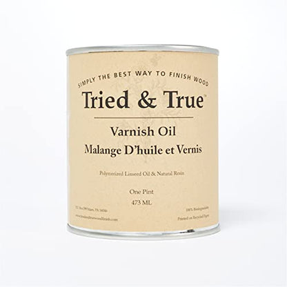 Tried & True Superior Varnish Oil Wood Finish, Pint - Natural Pine Resin & Linseed Oil, Ideal for Interior Furniture, Tables, Countertops - Non-Toxic, Scratch Resistant & Durable - size: Pint