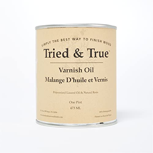 Tried & True Superior Varnish Oil Wood Finish, Pint - Natural Pine Resin & Linseed Oil, Ideal for Interior Furniture, Tables, Countertops - Non-Toxic, Scratch Resistant & Durable - size: Pint