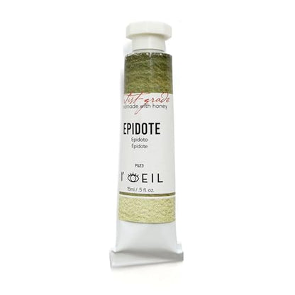 L'oeil (Genuine Minerals) Professional Artist Grade Extra Fine Handmade Watercolor 15ml Paint Tube, 0.5 Fl Oz, Natural Granulation, Rich Colour Luminosity, Lightfast Non-fading, Archival Quality (Fine Epidote) - color: Epidote