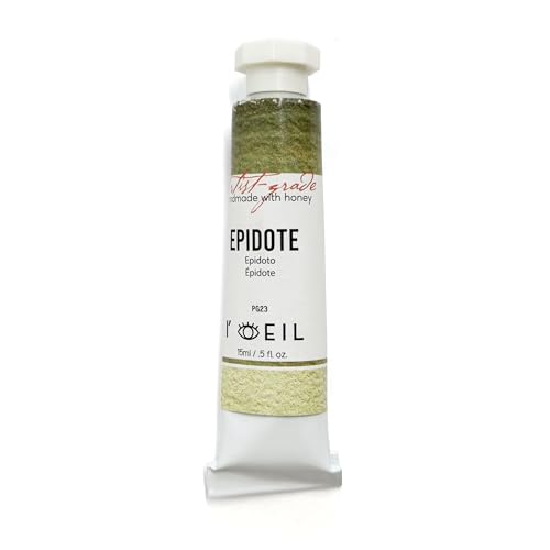 L'oeil (Genuine Minerals) Professional Artist Grade Extra Fine Handmade Watercolor 15ml Paint Tube, 0.5 Fl Oz, Natural Granulation, Rich Colour Luminosity, Lightfast Non-fading, Archival Quality (Fine Epidote) - color: Epidote
