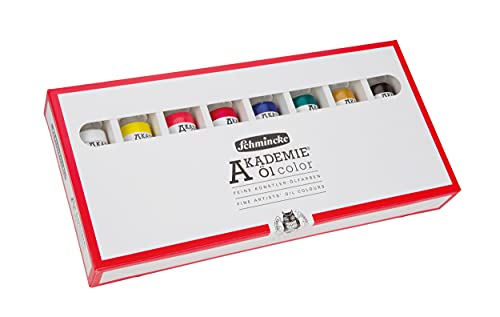 Schmincke - AKADEMIE® Oil, basic assortment 8 x 60 ml tubes, 79 011 097, fine artist oil colors, brilliant colors, highest light fastness, oil painting, oil color set - size: 16.23 Fl Oz (Pack of 1)