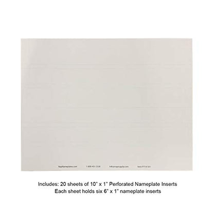 Perforated Paper Nameplate Inserts, Pack of 20 (10" x 1") - color: White, size: 10"X1"