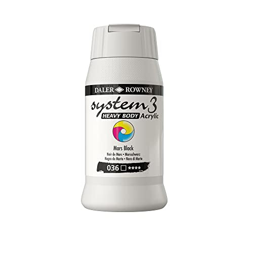 Daler Rowney System3 Mars Black Heavy Body Acrylic Paint 500ml - Art Paint for Artists and Students - Artist Paint for Canvas Murals and More - Thick Acrylic Paint for All Skill Sets