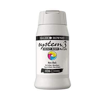 Daler Rowney System3 Mars Black Heavy Body Acrylic Paint 500ml - Art Paint for Artists and Students - Artist Paint for Canvas Murals and More - Thick Acrylic Paint for All Skill Sets