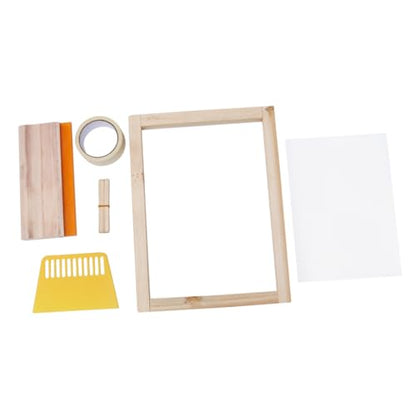 NUOBESTY 19-Piece DIY Screen Printing Kit for Beginners Silk Screen Frames Squeegees Inkjet Transparency Film Mask Tape Essential Printing Supplies for Crafting and Art Projects