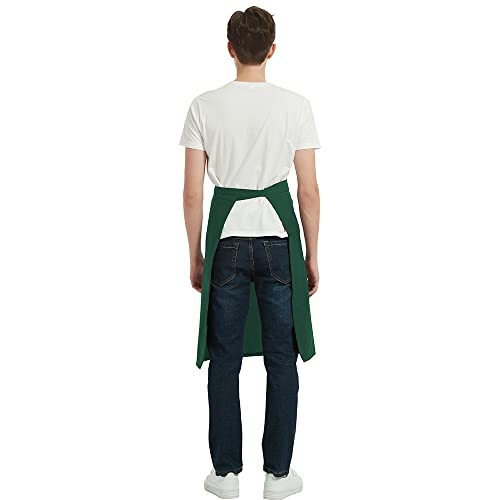 PINDUNCHEF Unisex Two Pocket Bbq Bistro Waiter CookingApron Waterproof Stain Resistant Waist apron - color: Dark Green