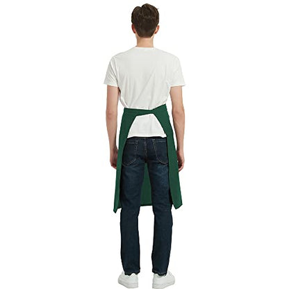 PINDUNCHEF Unisex Two Pocket Bbq Bistro Waiter CookingApron Waterproof Stain Resistant Waist apron - color: Dark Green