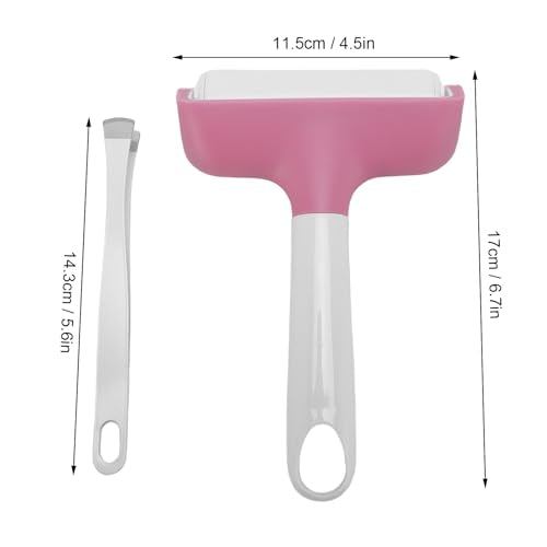 FAUOSWUK Rubber Roller Tool, Silicone Roller and Tweezers Kit, Boat Flooring Install Printmaking Painting Stamping Wallpaper Gluing for Bubble Removal, Gripping and Lifting Threads (Pink) - color: Pink