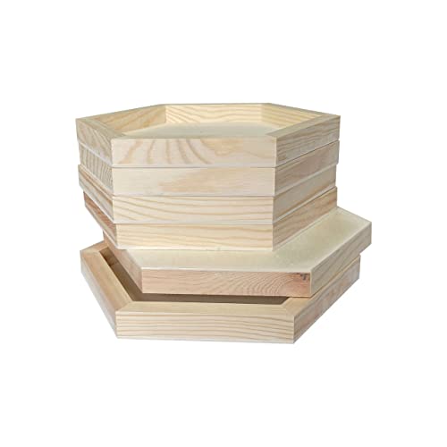 Hexagon Wood Canvas for Crafts, Framed Wooden Panel Boards for Painting (8x9 in,6 Pack)