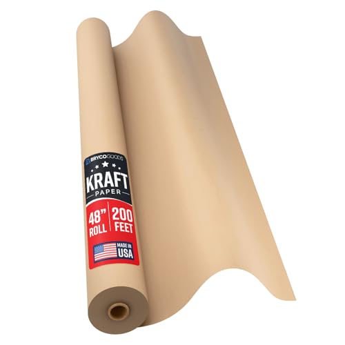 Bryco Goods 48" x 200' (2400") Brown Kraft Paper Roll - USA Made - Versatile for Different Arts and Crafts Projects - Pin Up Your Work Or School Notes - Create Vision Board for Your Bedroom - color: Brown, size: 48" x 200'