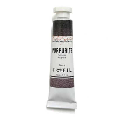L'oeil (Genuine Minerals) Professional Artist Grade Extra Fine Handmade Watercolor 15ml Paint Tube, 0.5 Fl Oz, Natural Granulation, Rich Colour Luminosity, Lightfast Non-fading, Archival Quality (Purpurite) - color: Purpurite