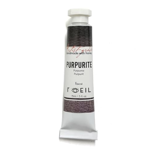 L'oeil (Genuine Minerals) Professional Artist Grade Extra Fine Handmade Watercolor 15ml Paint Tube, 0.5 Fl Oz, Natural Granulation, Rich Colour Luminosity, Lightfast Non-fading, Archival Quality (Purpurite) - color: Purpurite