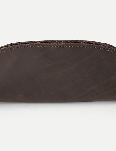 Leather Pencil Case -100% Leather Zippered Pen Pouch - Stationery Bag Pen Holder for Work & Office (Brown 1) - color: Brown 1