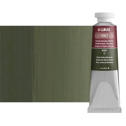 Lukas 1862 Professional German Oil Paint, Bohemian Green Earth 37 mL - w/Beeswax & Non-Yellowing Sunflower Oil, Short Drying Time, Smooth, Outstanding Lightfastness - color: Bohemian Green Earth, size: 1.25 Fl Oz (Pack of 1)