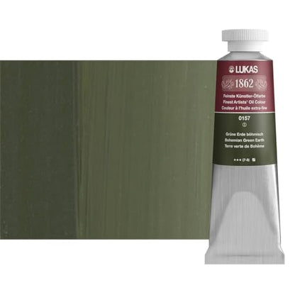 Lukas 1862 Professional German Oil Paint, Bohemian Green Earth 37 mL - w/Beeswax & Non-Yellowing Sunflower Oil, Short Drying Time, Smooth, Outstanding Lightfastness - color: Bohemian Green Earth, size: 1.25 Fl Oz (Pack of 1)