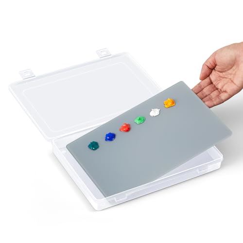 Nuanchu 1 Set Handy Glass Oil Paint Palette Included 10.2 x 6.8 x 1.2 Inches Airtight Stay Wet Palette Container and 9.7 x 6.3 Inches Tempered Glass, Keeps Paint Fresh, Ideal for Travel Outdoor, Grey - color: Gray, size: 10.2" x 6.8" x 1.2"