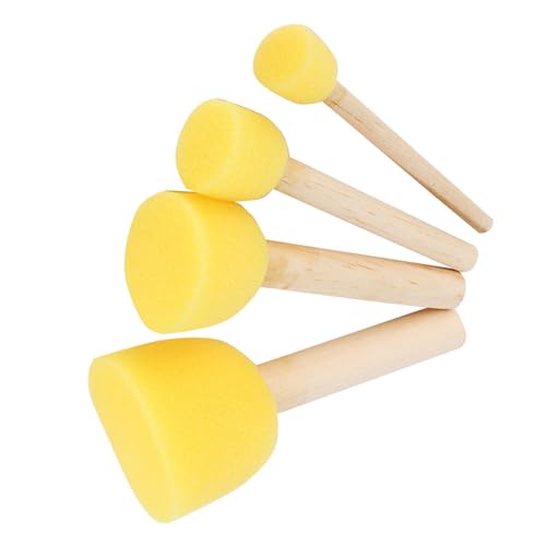 Versatile Foam Paint Brushes with Soft Wooden Handle for Craft Art Painting Tool - 4Pcs Assorted Sizes Sponge for Furniture DIY Projects