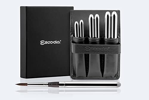 Escoda | Watercolour | Versàtil Set with 6 Round Travel Brushes for Watercolour | Size 2,4,6,8,10,12 | 6 Brushes | Synthetic Kolinsky | Round Pointed - color: Versàtil