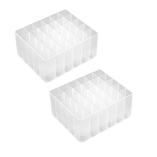 Chris.W 2 Pack 30-Slot Art Markers Pen Holder Desk Stand Organizer Storage Tray Marker Empty Storage Pack(Clear) - color: 30-Slot Clear