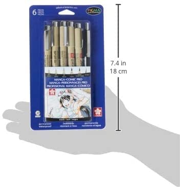 SAKURA 50201 6-Piece Pigma Manga Comic Pro Drawing Kit,Black - style: 6 Pen Pack