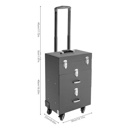 44.09lbs Lockable Makeup Train Case,Rolling Hairdressing Trolley,Beauty Salon Cosmetic Luggage with Universal Wheels for Hair Stylist,Make-up Artists (Black 6) - color: Black 6