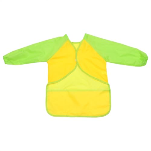 Veemoon 2pcs Waterproof Long Sleeve Aprons with 3 Pockets for Artists, Medium Size Painting Smocks in Blue and Yellow for Arts, Crafts, and DIY Activities