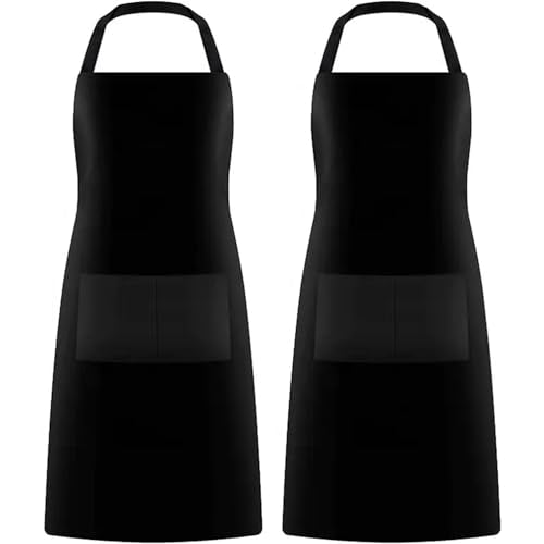 GREEN LIFESTYLE 2 Pack Chef Apron with Pockets – Grilling Aprons for Men, Waterproof Cooking Apron for BBQ, Work or Restaurant Use, Kitchen Aprons for Women with Pockets – Black - color: Black, size: Pack of 2, 2 Pocket