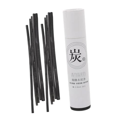 jojofuny 25Pcs Compressed Charcoal Sticks for Artists Durable Willow Drawing Pencils Smooth Surface Shading Sketching Supplies for Students and Professionals