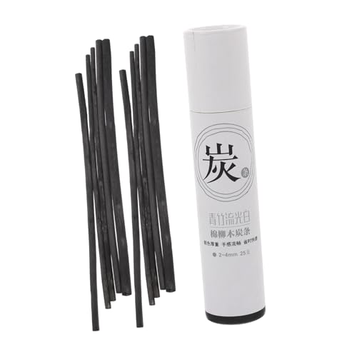 jojofuny 25Pcs Compressed Charcoal Sticks for Artists Durable Willow Drawing Pencils Smooth Surface Shading Sketching Supplies for Students and Professionals