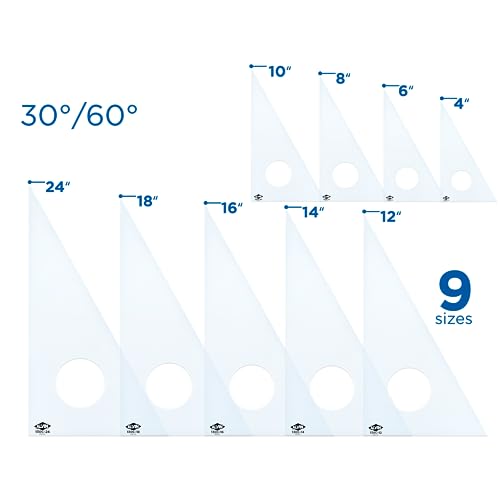 ALVIN Clear Professional Acrylic Drafting Triangle Ruler 30/60 Degrees 24" Model 130C-24 Multipurpose Tool for Drafting, Design, and Architecture, Great for Machining and Woodworking - 24 inches - size: 24", style: 30/60 Degrees