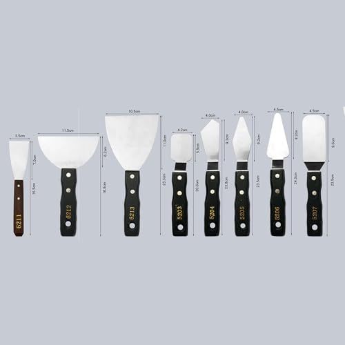 8 multi-shape large shovel blade single color palette scraper pointed knife oil paint acrylic gouache knife shovel creation paint
