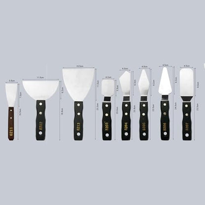 8 multi-shape large shovel blade single color palette scraper pointed knife oil paint acrylic gouache knife shovel creation paint