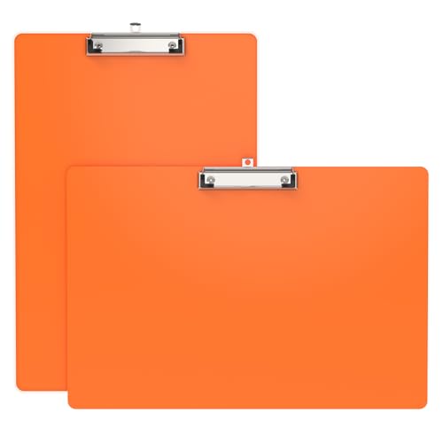 Extra Large 11x17 Clipboards, Landscape and Vertical Layout 2 Pack | Orange Plastic Drawing Boards with Low Profile Clip. Suitable for Watercolor, Sketching, Painting. Art & Drafting Supply - color: Orange
