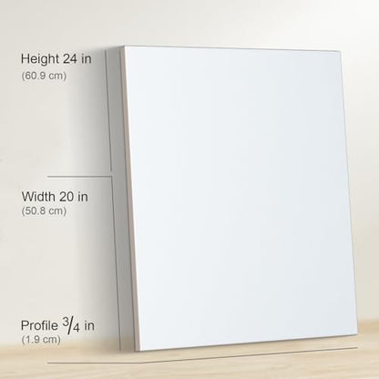 PHOENIX 20x24 Inch 2 Pack Artist Canvas - Large Stretched Canvases for Painting - 3/4 Inch Profile, 100% Cotton 11 Oz. Gesso Primed White Blank Professional Canvas Oil & Acrylic Paints - size: 20"x24", style: Traditional